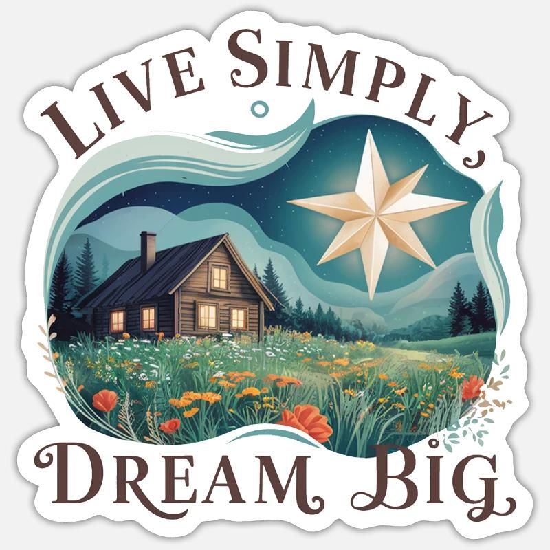 Vivre simplement, rêver grand - Sticker taille S (10 x 10 cm) - blanc mat