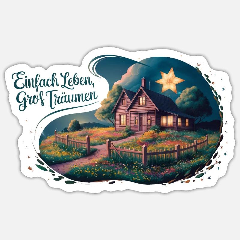 Vivre simplement, rêver grand - Sticker taille S (10 x 10 cm) - blanc mat