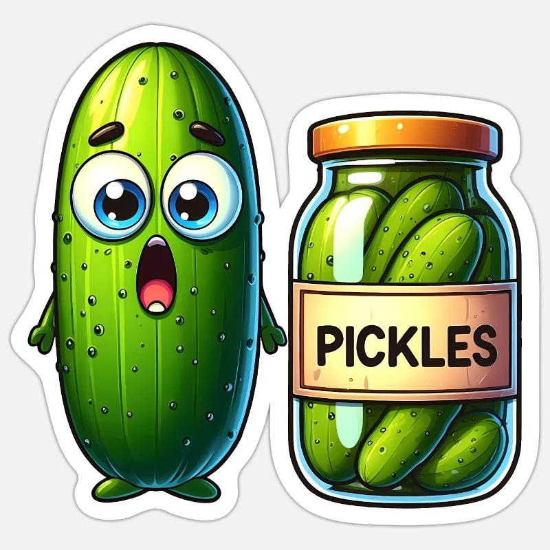 La situation difficile des cornichons au concombre : choqué et choqué ! Sticker taille S (10 x 10 cm)