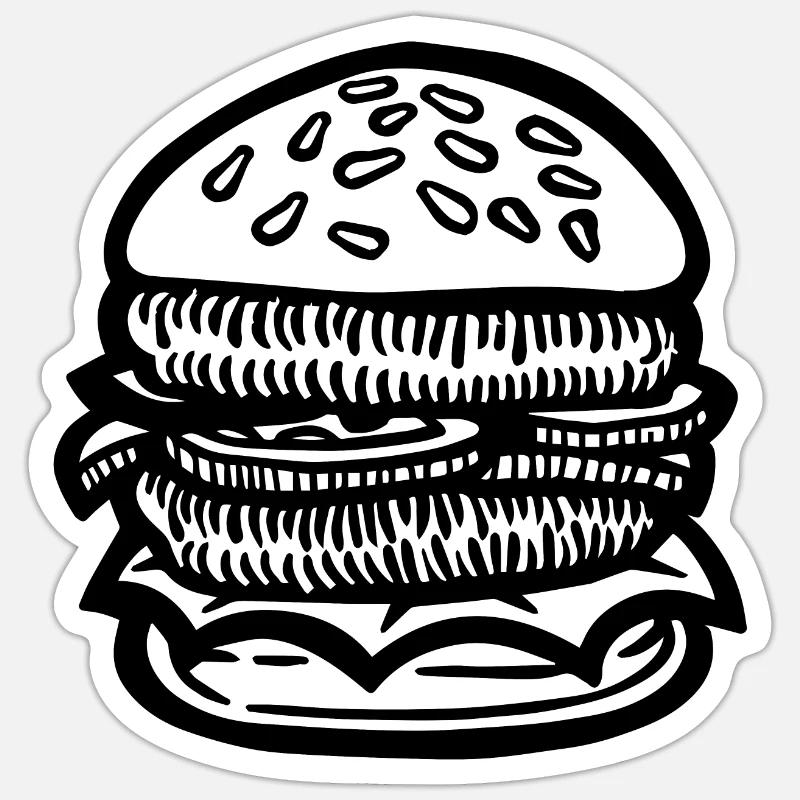 Hamburger Burger - Sticker Größe S (10 x 10 cm) - Mattweiß