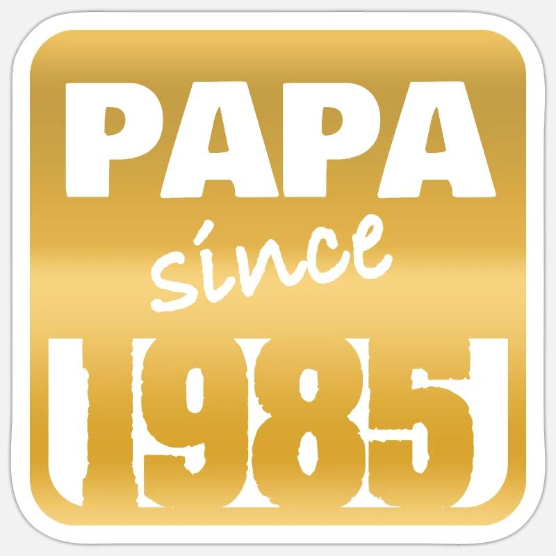 Papa 1985 - Sticker taille S (10 x 10 cm) - blanc mat