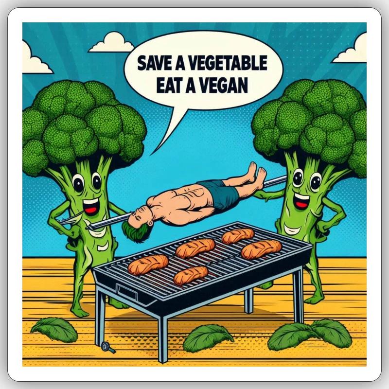 Save a Vegetable ! - Sticker taille S (10 x 10 cm) - blanc mat