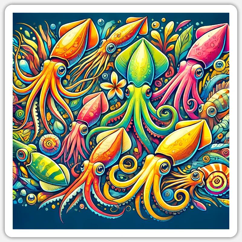 Squid Pattern, Love Ocean Animals Sticker size S (10 x 10 cm)