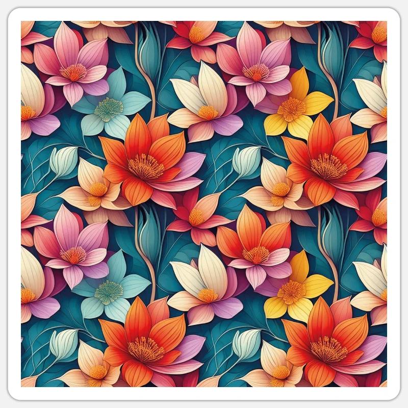 Seamless Flower Pattern Sticker size S (10 x 10 cm)