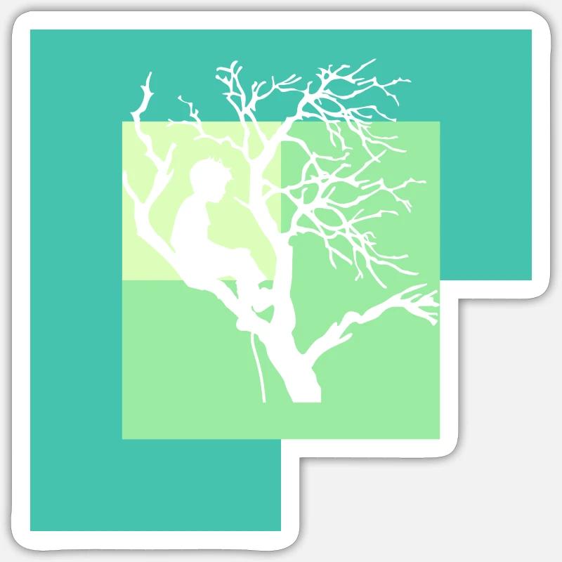 Kletteraffe Baumklettern - Sticker Größe S (10 x 10 cm) - Mattweiß