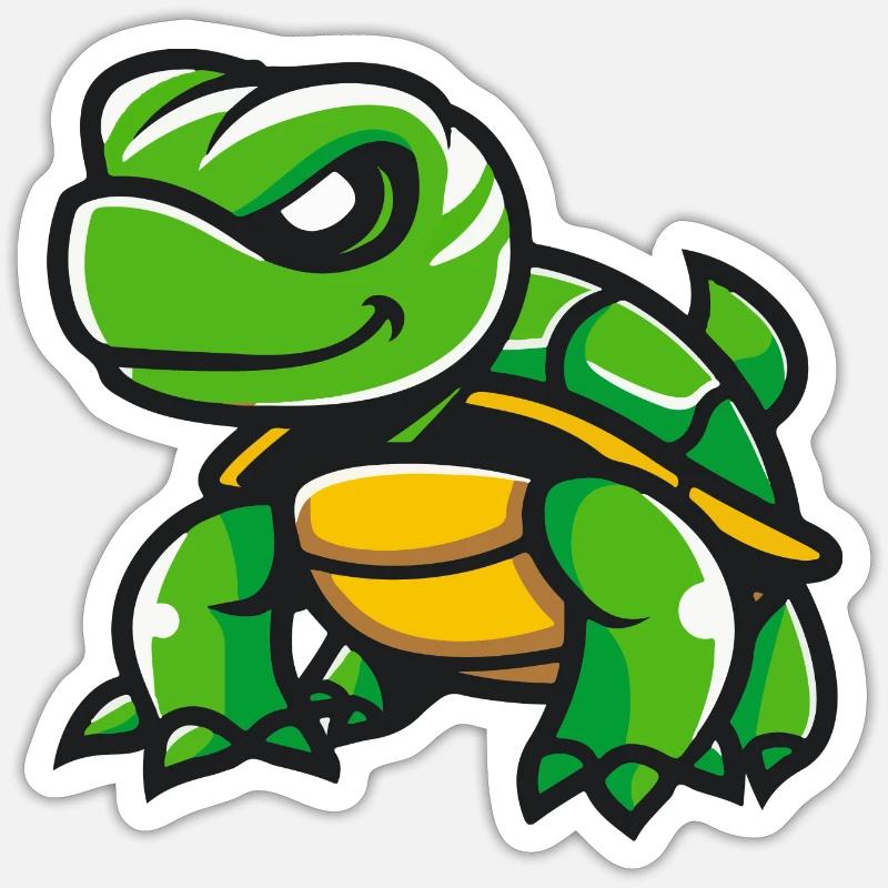 Schildkröte Comic - Sticker Größe S (10 x 10 cm) - Mattweiß