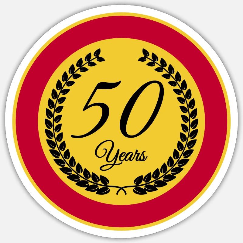 50 ans - Sticker taille S (10 x 10 cm) - blanc mat