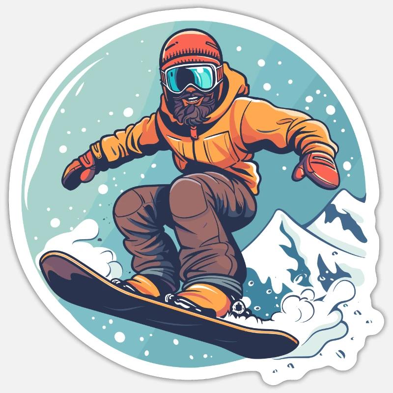 Graphismes de snowboard - Sticker taille S (10 x 10 cm) - blanc mat