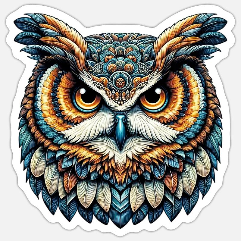 Hibou - Sticker taille S (10 x 10 cm) - blanc mat