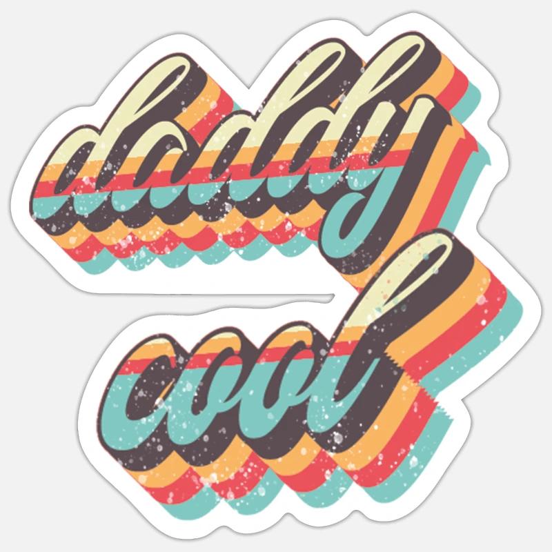 Daddy Cool Retro Straps - Sticker Größe S (10 x 10 cm) - Mattweiß