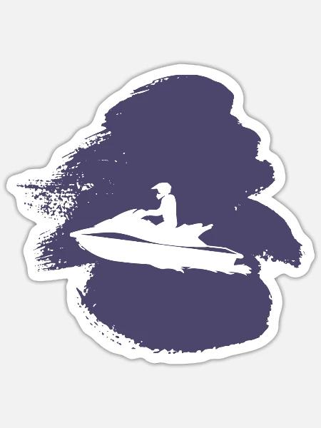 Jetski Wakeskate Motorboot - Sticker Größe S (10 x 10 cm) - Mattweiß