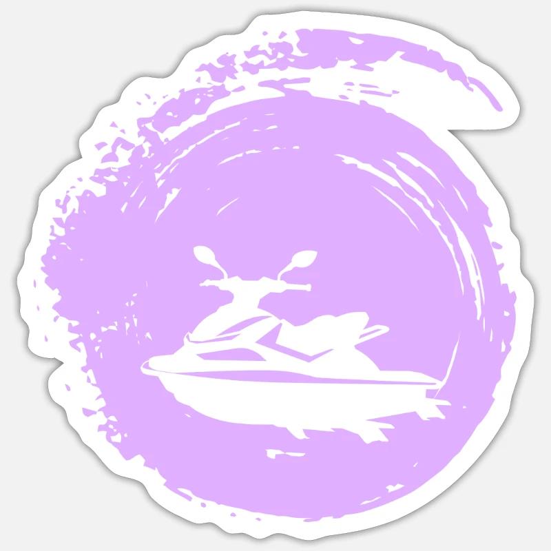 Jetski Motorboot - Sticker Größe S (10 x 10 cm) - Mattweiß