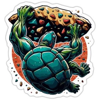 Bouldern Schildkröte Klettern Geschenk - Sticker Größe S (10 x 10 cm) - Mattweiß - Vorne