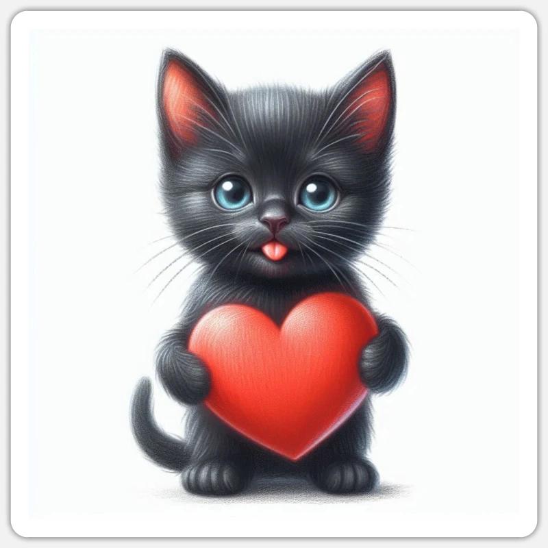 Chat cat - Sticker taille S (10 x 10 cm) - blanc mat