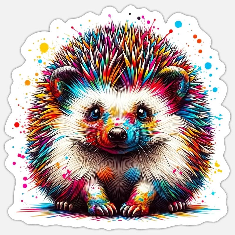 Hérisson - Sticker taille S (10 x 10 cm) - blanc mat