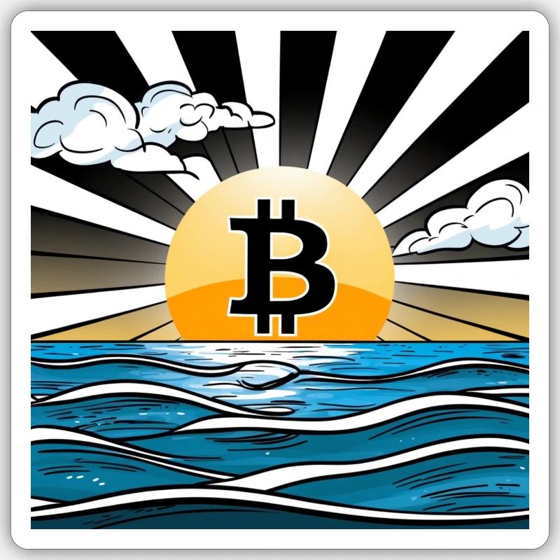 Bitcoin Sunset Sticker Größe S (10 x 10 cm)