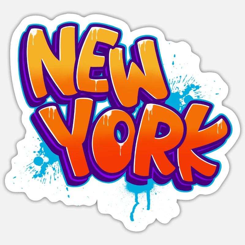 New York Graffiti - Sticker taille S (10 x 10 cm) - blanc mat