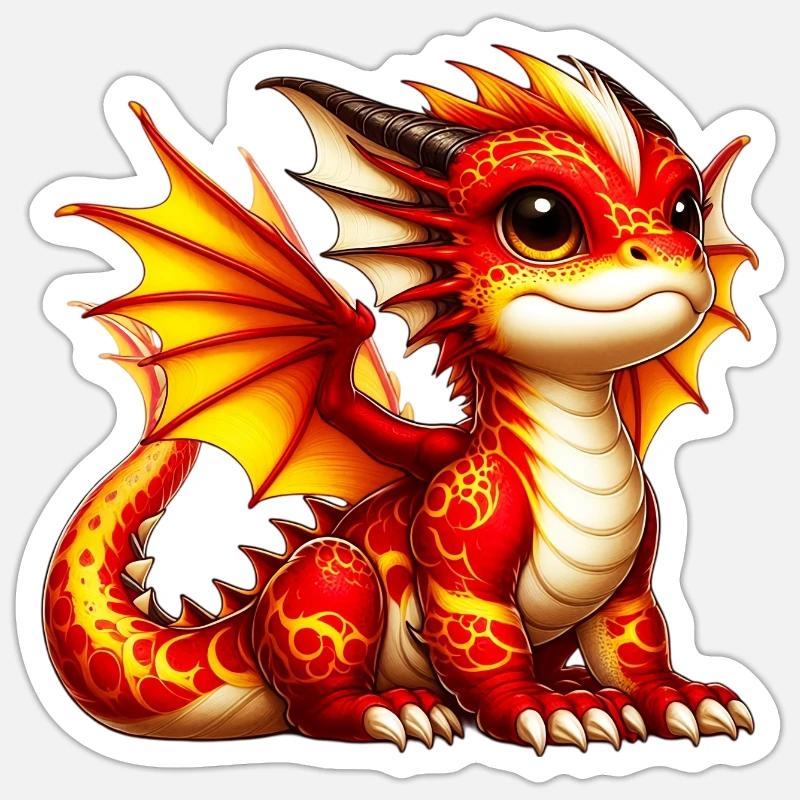 Drache - Sticker Größe S (10 x 10 cm) - Mattweiß