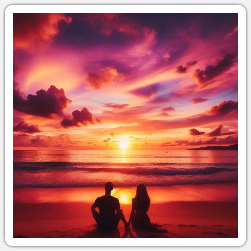Sunset - Sticker taille S (10 x 10 cm) - blanc mat