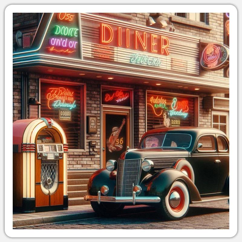 Diner jukebox Sticker taille S (10 x 10 cm)
