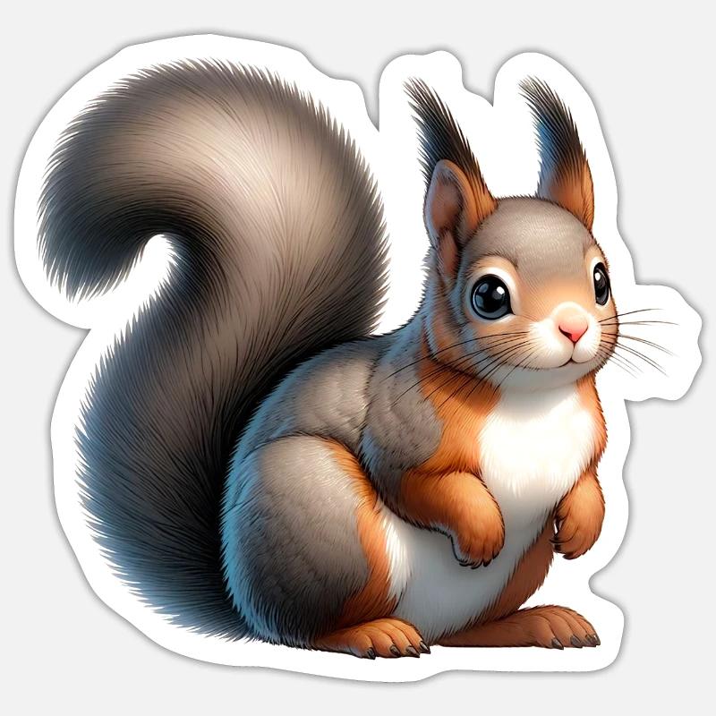 Grey Squirrel - Sticker size S (10 x 10 cm) - white matte