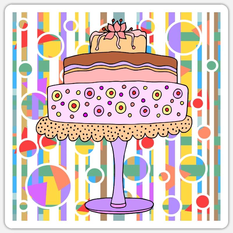 Gâteau - Sticker taille S (10 x 10 cm) - blanc mat