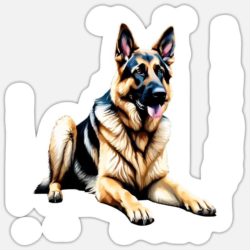 Deutscher Schäferhund - Sticker Größe S (10 x 10 cm) - Mattweiß