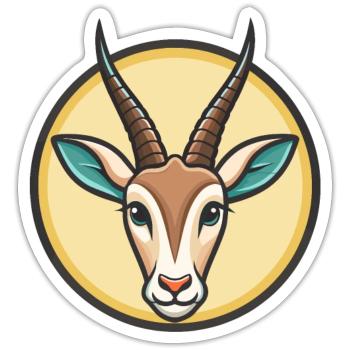 Oryx Kawaii Dessin animé Personnage Animal Animal Visage - Sticker taille S (10 x 10 cm) - blanc mat - Devant