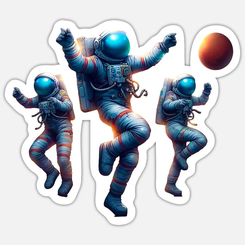 Astronaut Fan De L'Espace - Sticker taille S (10 x 10 cm) - blanc mat