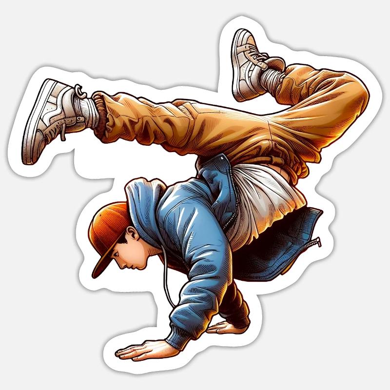 Energetic Breakdance Dance Steps - Sticker size S (10 x 10 cm) - white matte