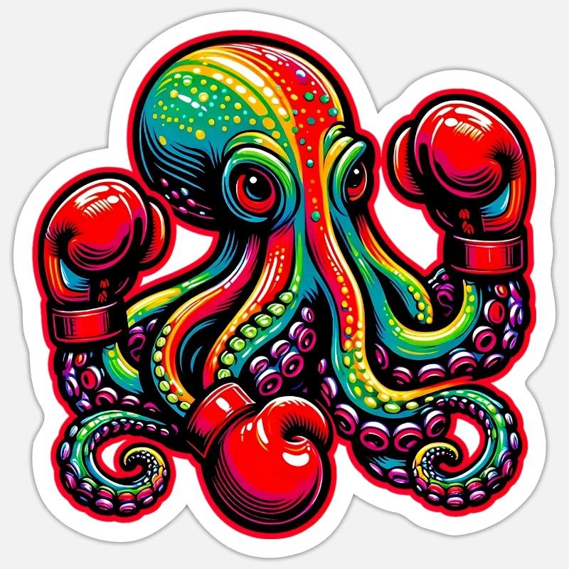 Krake - Sticker Größe S (10 x 10 cm) - Mattweiß