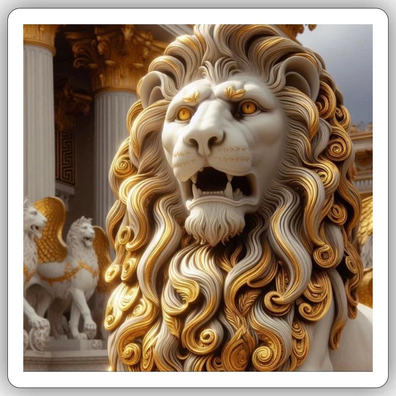 Lion Luxe - Sticker Größe S (10 x 10 cm) - Mattweiß