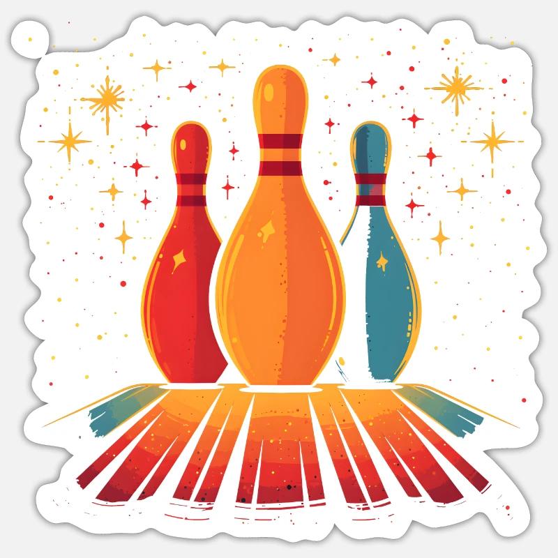 Bowling Retro - Sticker size S (10 x 10 cm) - white matte