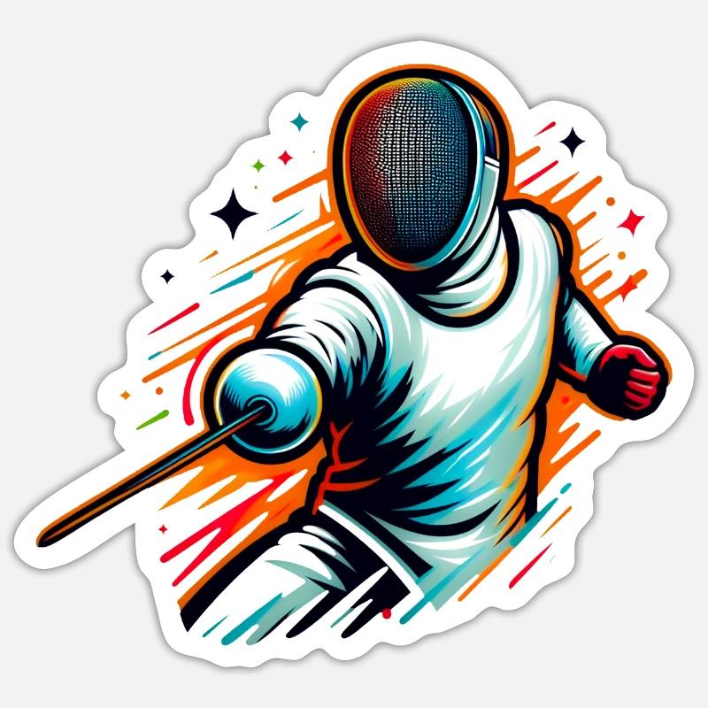 Fechten, Kampfkunst - Sticker Größe S (10 x 10 cm) - Mattweiß