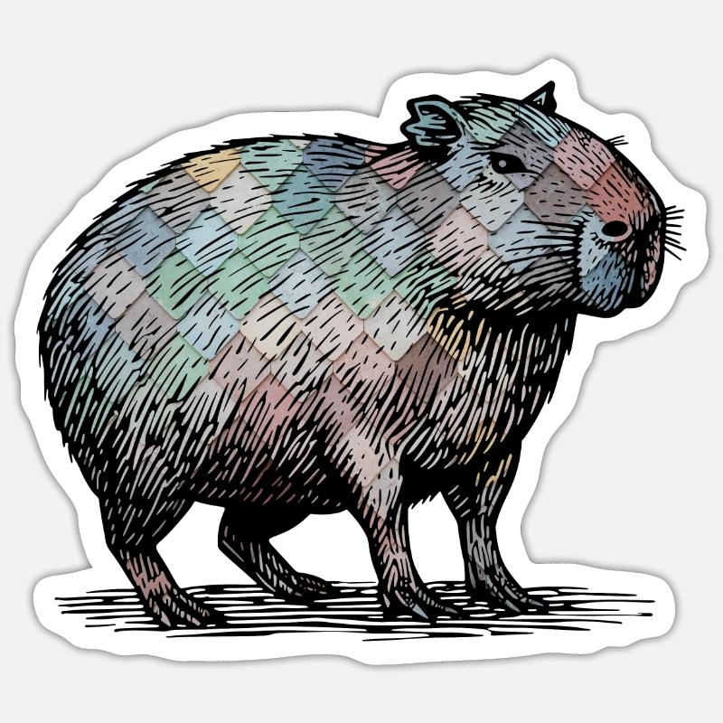 Cabybara - Sticker taille S (10 x 10 cm) - blanc mat