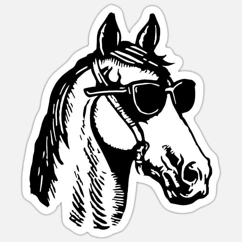 Cheval Chevaux Équitation Cavalier - Sticker taille S (10 x 10 cm) - blanc mat