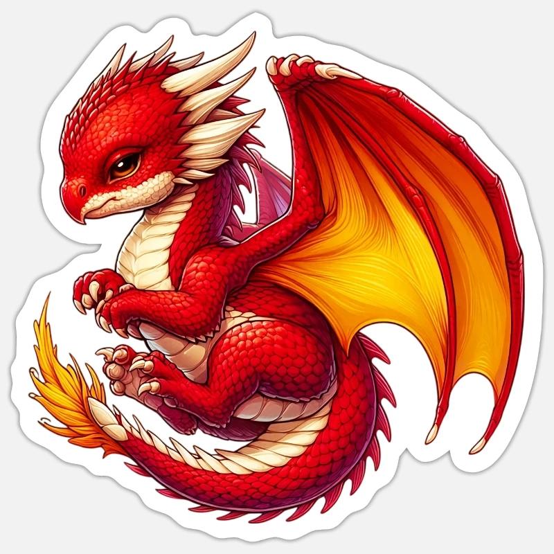Drache - Sticker Größe S (10 x 10 cm) - Mattweiß