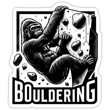 Bouldern Gorilla Silberrücken Geschenk - Sticker Größe S (10 x 10 cm) - Mattweiß - Vorne