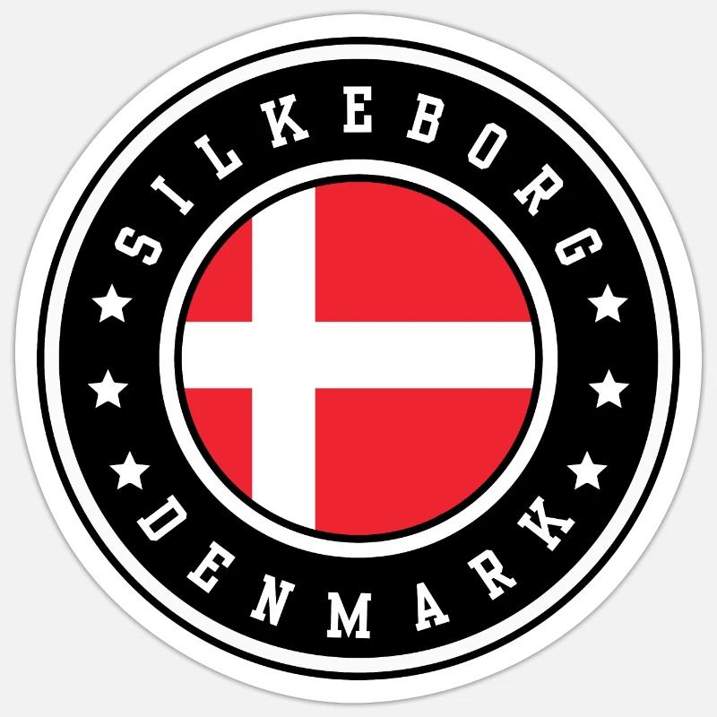 Silkeborg, Danemark - Sticker taille S (10 x 10 cm) - blanc mat
