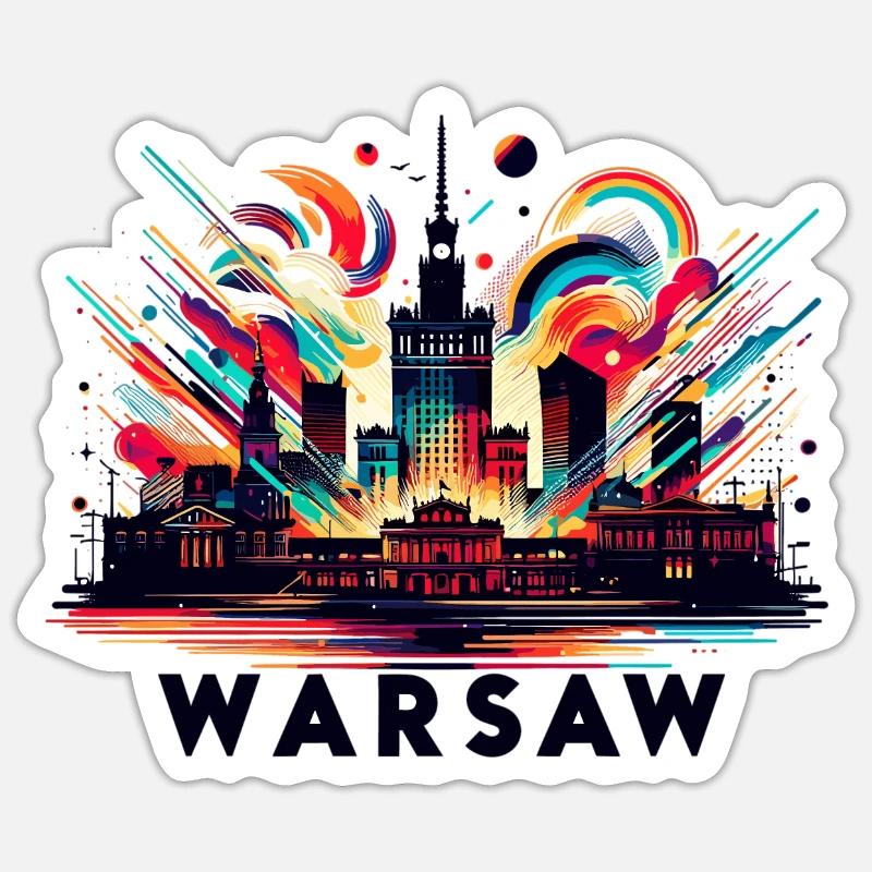 Varsovie Capitale Pologne Cadeau - Sticker taille S (10 x 10 cm) - blanc mat