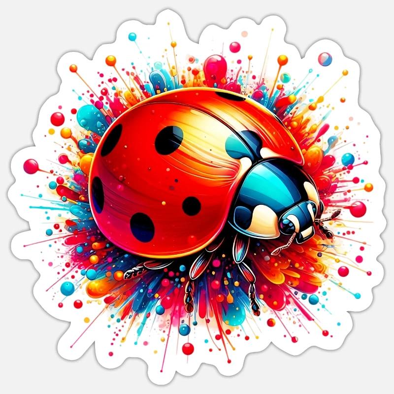 Marienkäfer - Sticker Größe S (10 x 10 cm) - Mattweiß