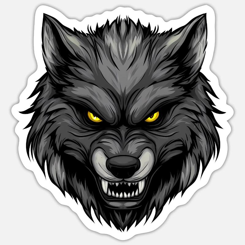 wolve head Sticker Größe S (10 x 10 cm)