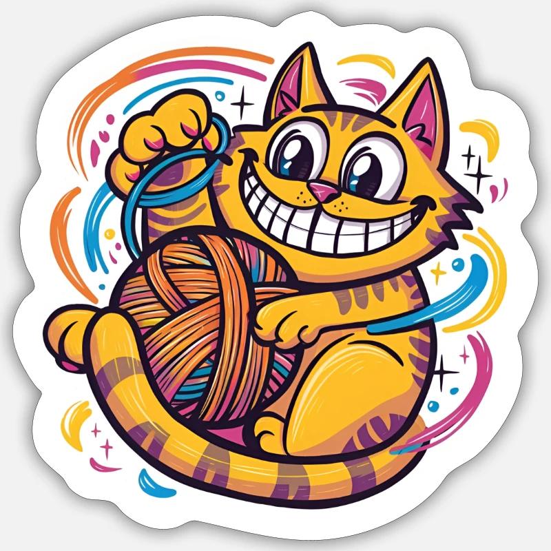 Fröhliche Katze und Spaß - Sticker Größe S (10 x 10 cm) - Mattweiß