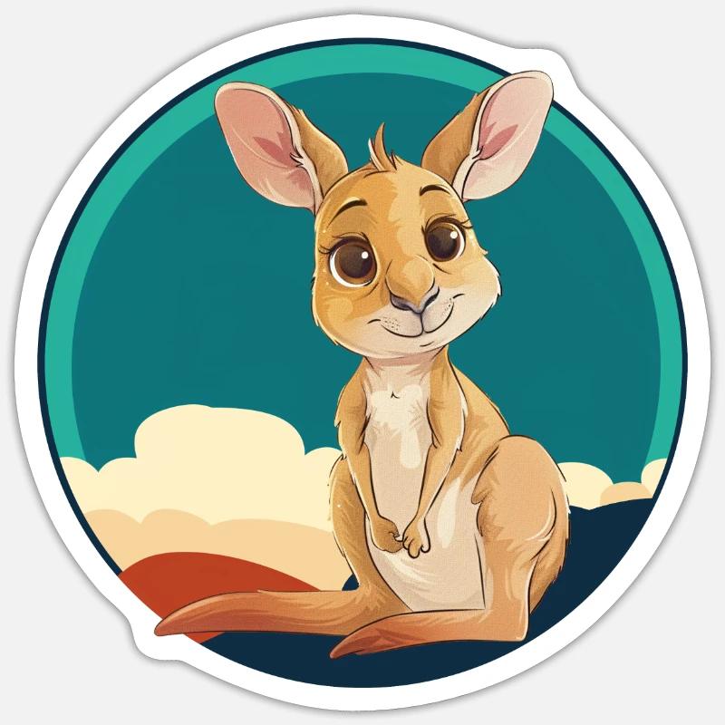 Kangaroo Beuteltier Outback - Sticker Größe S (10 x 10 cm) - Mattweiß