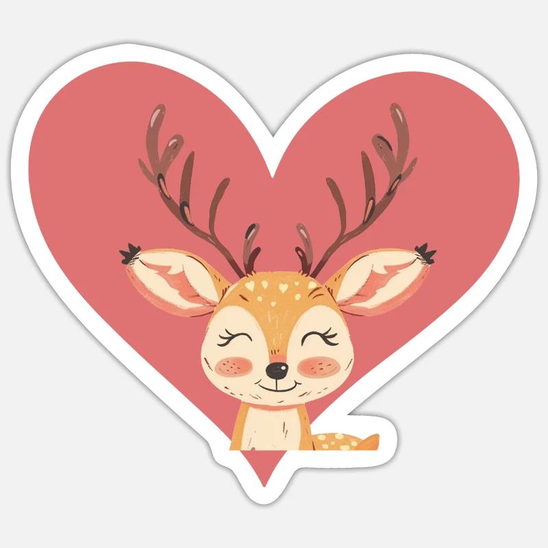 Hirsch Hirschjagd - Sticker Größe S (10 x 10 cm) - Mattweiß