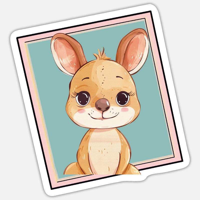 Kangaroo Beuteltier - Sticker Größe S (10 x 10 cm) - Mattweiß