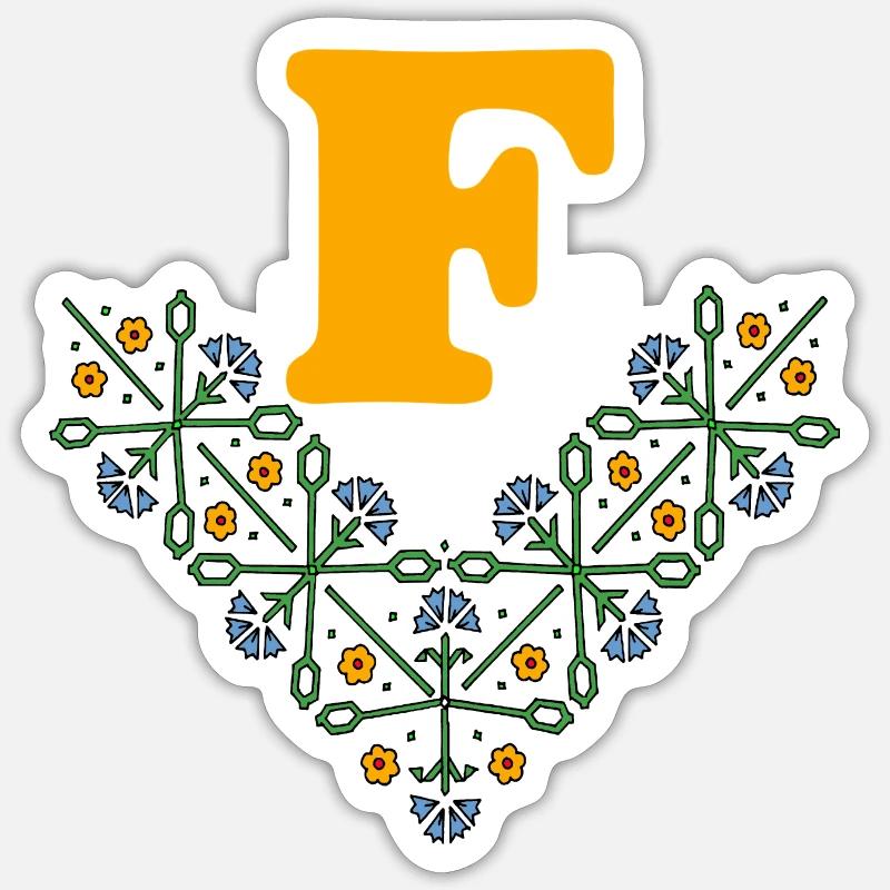 Lettera F B 4 Blu Arancio - Sticker formato S (10 x 10 cm) - bianco opaco