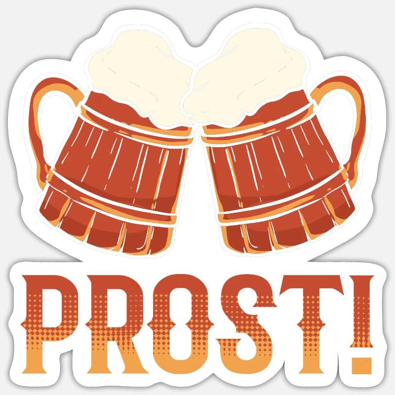 Brezel Prost - Sticker Größe S (10 x 10 cm) - Mattweiß