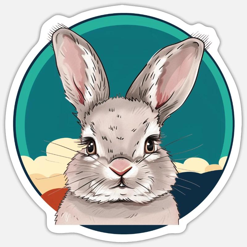 Lapins - Sticker taille S (10 x 10 cm) - blanc mat