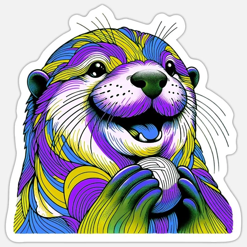 Otter - Sticker size S (10 x 10 cm) - white matte